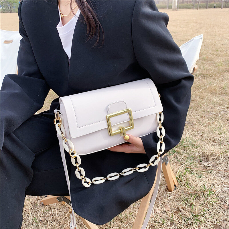 2021 New fashion women crossbody Shoulder bags Leather handbags female ladies messenger bolso mujer Chain Small Square Bags