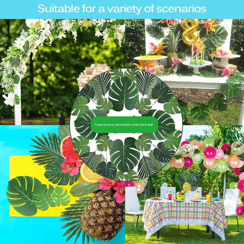 90個6種類人工ヤシの葉熱帯の葉の装飾ジャングルパーティーの装飾ビーチ誕生日ルアウハワイ