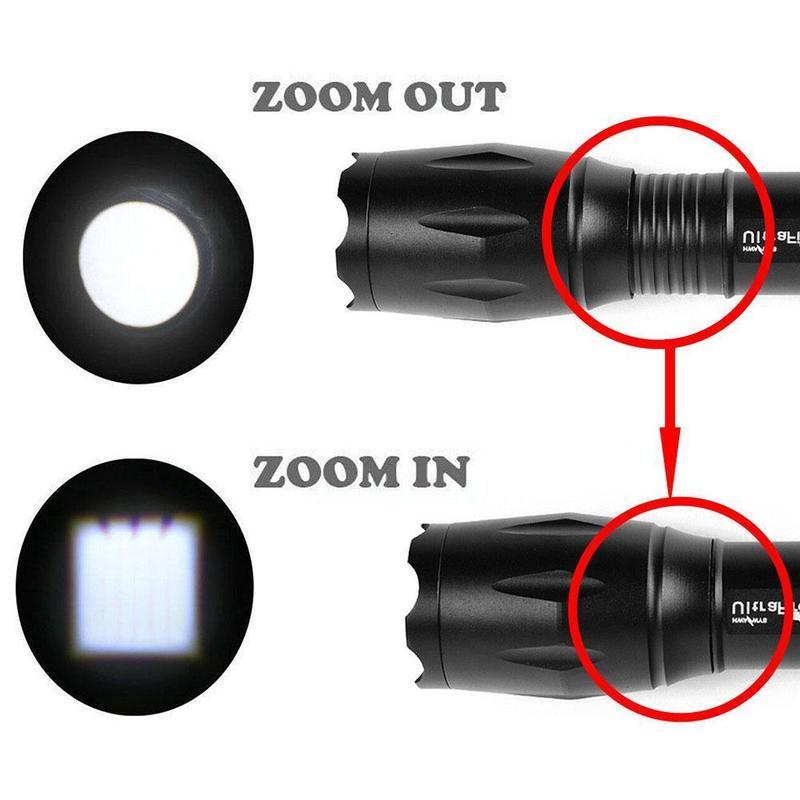 Potente linterna Led ultrabrillante T6, luz de Camping impermeable con zoom, 5 interruptores de modo, para bicicleta, resistente al agua