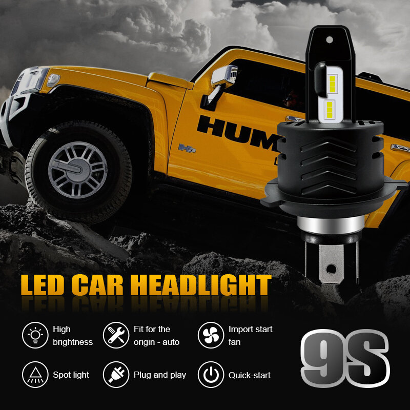 Eurs 9S Led H4 H7 Auto Koplampen H11 H8 HB4 H1 HB3 9005 9006 Auto Koplamp Lampen 60W 12000LM Auto Styling Led Licht 6000K