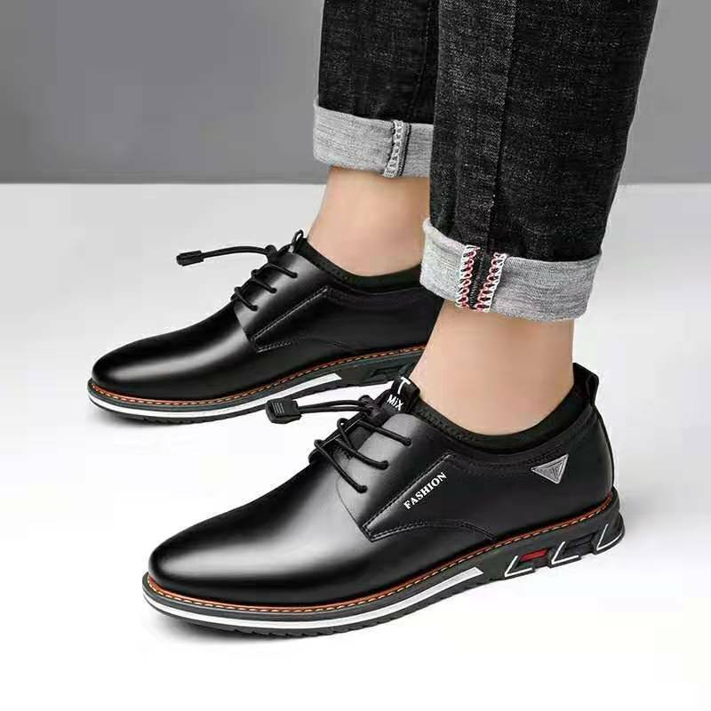 2021 New Men Shoes Leather Cowhide Leather Shoes Men Comfortable Low-top British Casual Single Shoes Leather Shoes Formal Shoes
