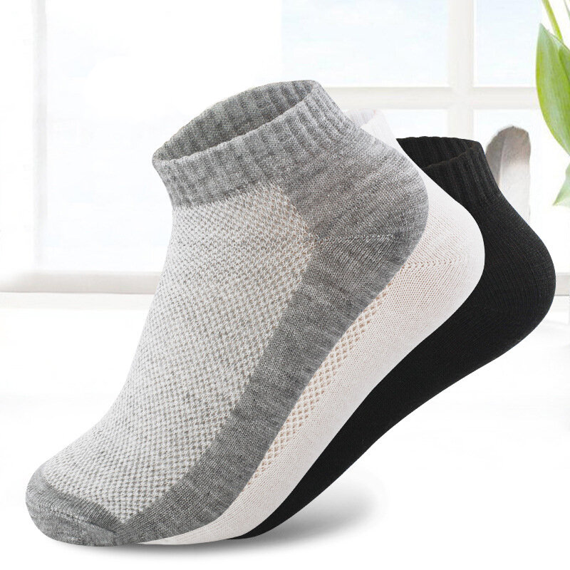 20Pcs=10Pair Breathable Men's Socks Short Ankle Socks Men Solid Mesh High Quality Male Boat Socks HOT SALE 2020 Hot