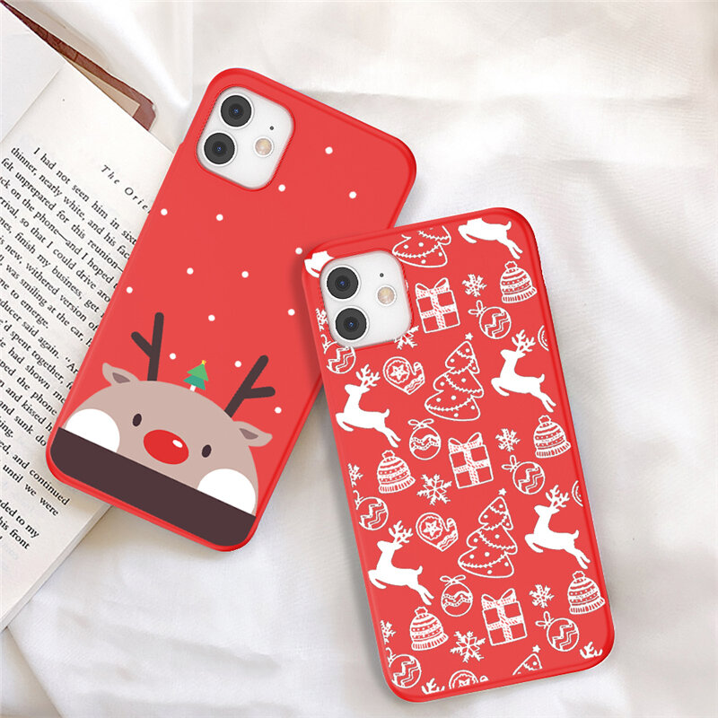 UIGO Cartoon Christmas Phone Case per iPhone 13 11 12 14 Pro Max 7 8 6 6S Plus 12 babbo natale Lovely Cover per iPhone XR X Xs SE