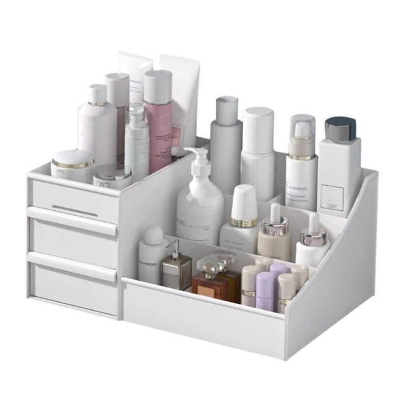 Multi-purpose Skincare Holder Makeup Organizer Holder 6 x Compartments 2 x Sliding Drawers 1 x Sundry Tray for Bathroom