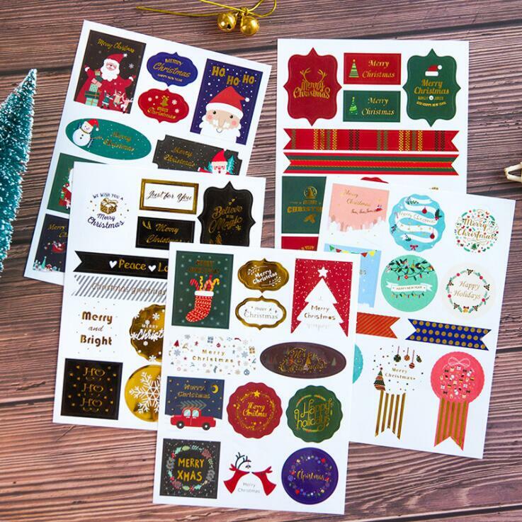 2 шт./лот винтажные рождественские праздничные декоративные наклейки, пакет для скрапбукинга, наклейки-пасты, школьные принадлежности