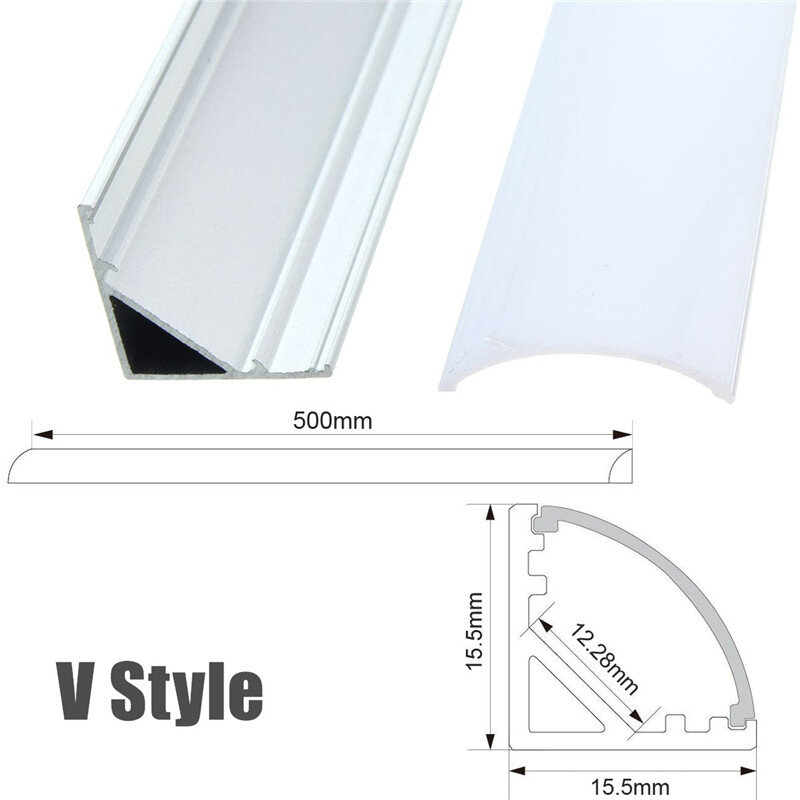 Support de canal en Aluminium pour bande lumineuse LED, 1x5x10x V U YW 1.8cm de large, trois styles 50cm pour barre lumineuse sous-meuble de cuisine