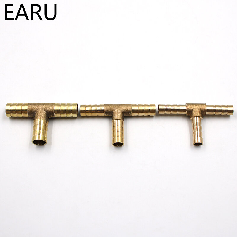 1Pc 6-12mm BRASS T Hose Joiner Piece 3 WAY Fuel Water Air Gas Oil Pipe TEE CONNECTOR Pneumatic Plug Socket Adapter