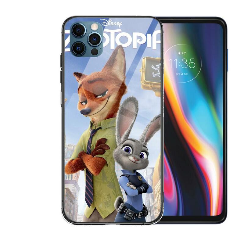 Zootopia Disney citazioni custodia in vetro per iphone 12 11 Pro Max 12Pro XS Max XR X 7 8 Plus SE 2020 Cover posteriore temperata