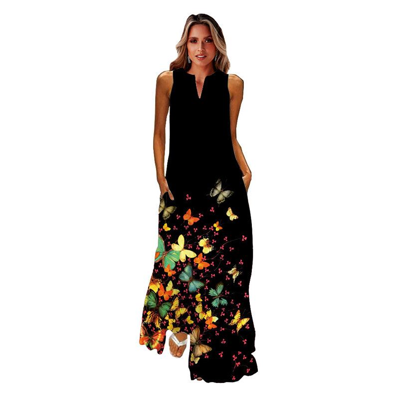 WAYOFLOVE-Vestido largo holgado informal para mujer, de estilo étnico vestidos para fiesta, primavera y verano, sin mangas, 2022