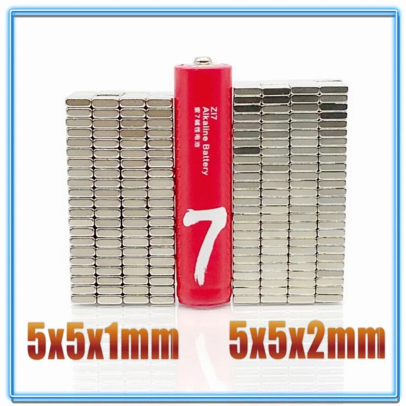 20-200 sztuk/partia magnes 5x5x1 5x5x2 N35 mocne kwadratowe NdFeB magnes ziem rzadkich 5*5*1 5*5*2 magnesy neodymowe 5*5*1 5x5x1.5