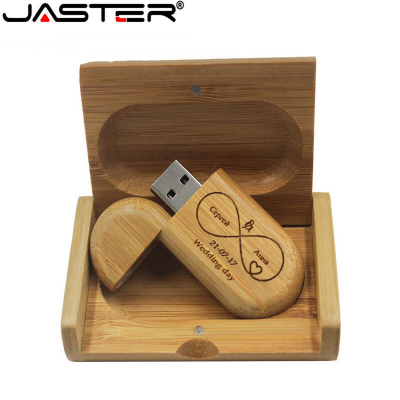 JASTER heißer verkauf Oval Holz USB + BOX (freies logo)USB 2,0 pen drive 4GB 8GB 16GB 32GB 64GB USB-stick stick