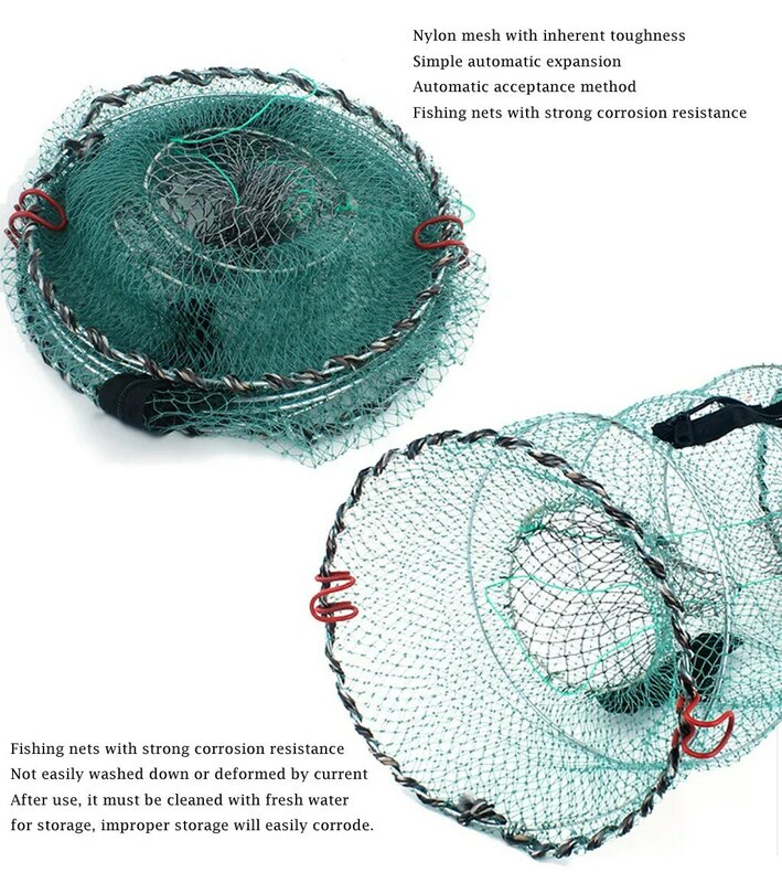 2021 de alta qualidade dobrado pesca net armadilha portátil com zíper isca para camarão lagostins caranguejo iscas portátil e fácil organizar