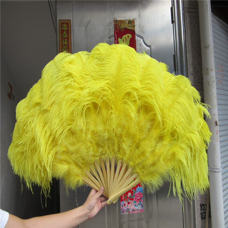 Éventail de plumes d'autruche jaunes, 12 grands os, décoration de fête d'halloween, plumes jaunes à main nécessaires pour l'artisanat