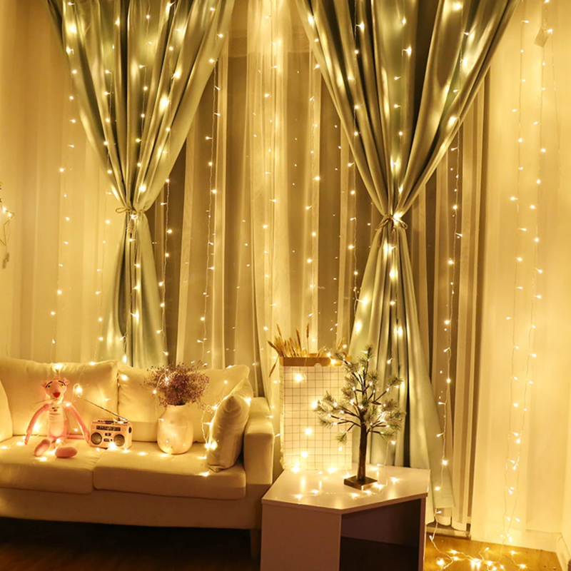 3M LED ICICLE StringไฟรีโมทคอนโทรลUSBผ้าม่านGarlandโคมไฟคริสต์มาสไฟFairyในร่มบ้านห้องนอนสำหรับงานแต่งงาน/Party