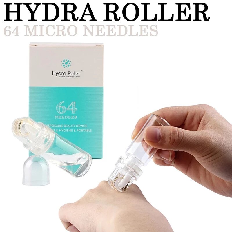 Hydra Roller-Rodillo de microagujas para la piel, microrodillo de titanio para la piel, sello de tubo de gel, CE, 0,25mm, 0,5mm, 1,0mm, 64, 20 pines