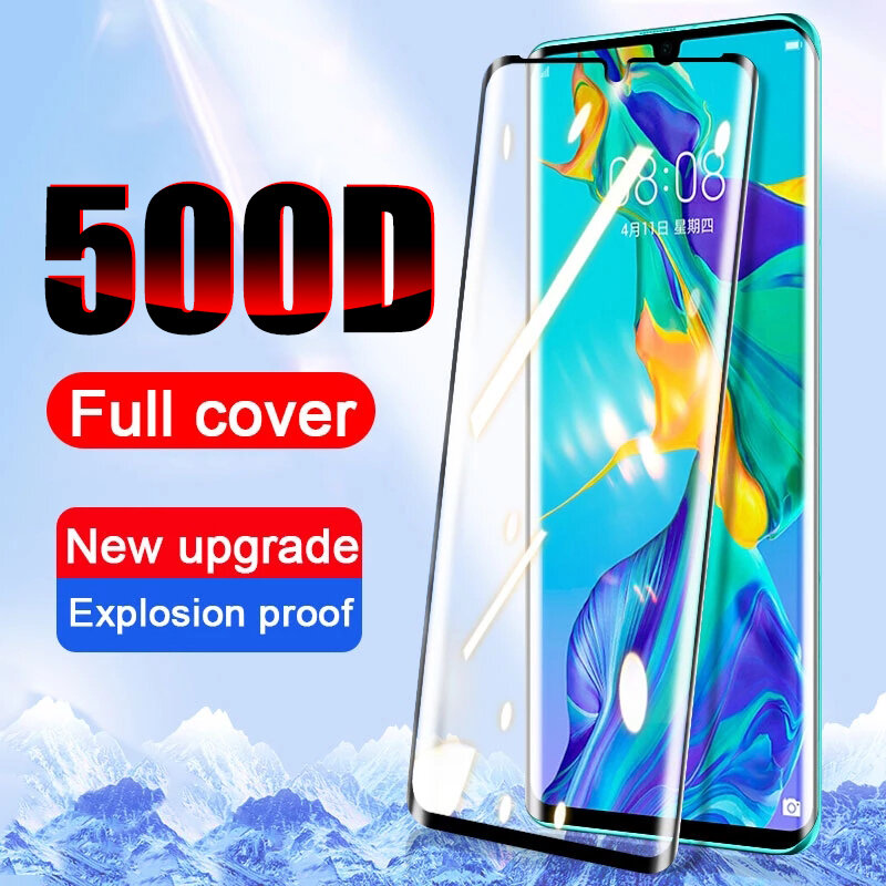 Vetro protettivo 500D Full Cover per Huawei P30 P40 P20 Lite Pro pellicola salvaschermo Mate 20 30 Lite P Smart 2019 Z 2021 vetro