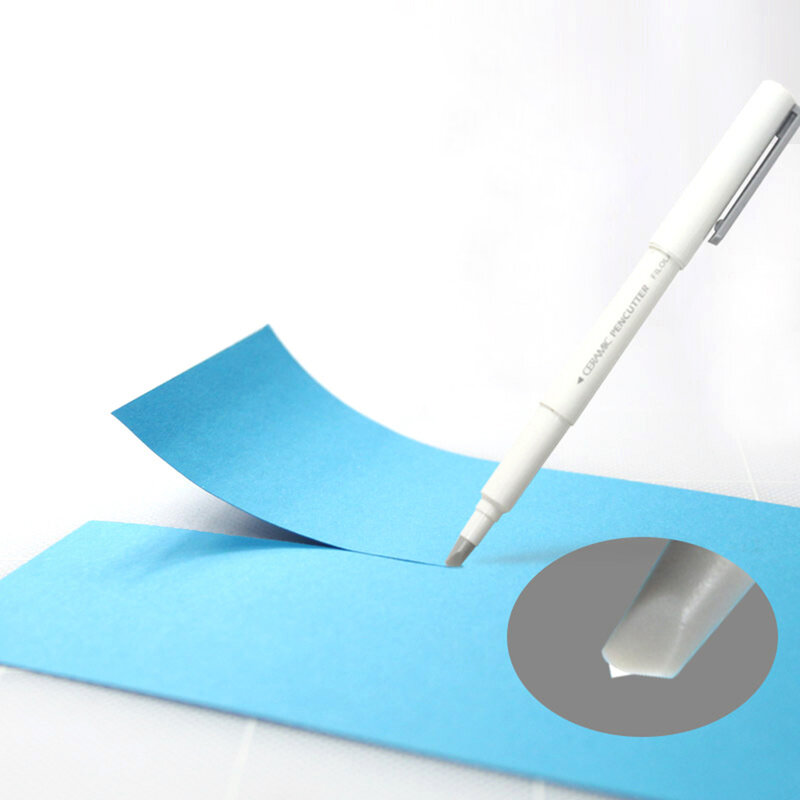 Cuchillo creativo de pluma de papel resistente al desgaste para periódico, cortador de libros de mano, cinta de hoja de cerámica, cuchillo de utilidad, cuchillos de corte