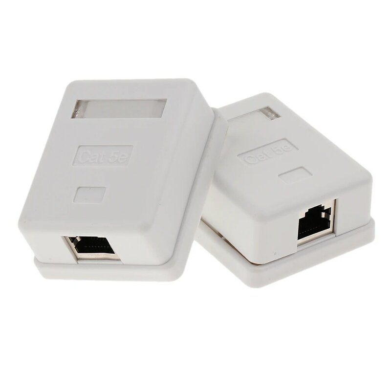2 x cat5e único porto superfície montagem caixa de saída rj45 face placa backbox combo