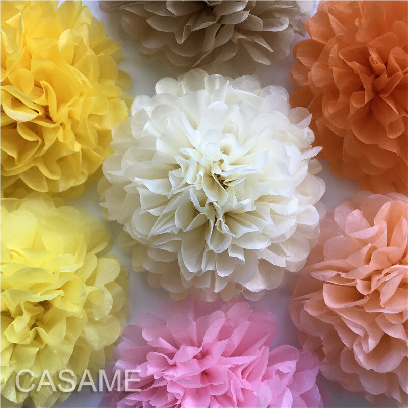 10 peças 10 " / 25cm bolas de papel de tecido pompoms flores de pompom papel de festa de casamento decoração de festa de casamento artesanato flor