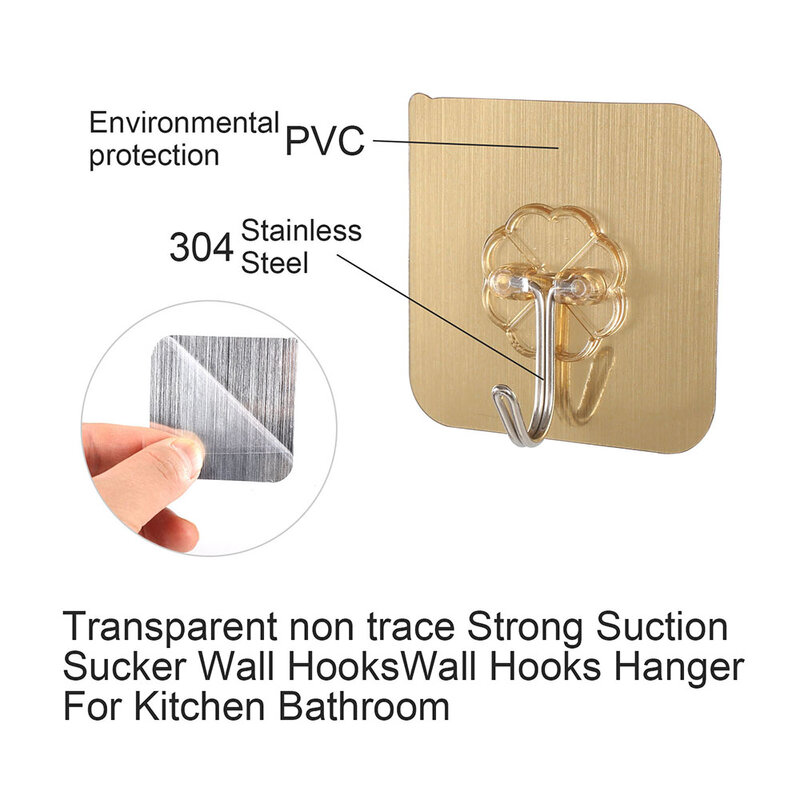 1/10/20/50/100Pcs Wall Hook Waterproof Oilproof Self Adhesive Reusable Seamless Towel Hanging Hook for Kitchen Bathroom 3 Types
