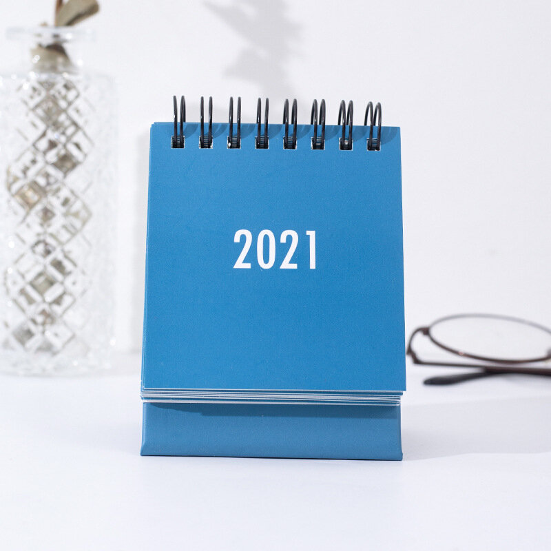 2021Office Creative Vertical Plan 간단한 솔리드 컬러 데스크 캘린더 미니 휴대용 데스크탑 캘린더 월간 캘린더 데스크 캘린더