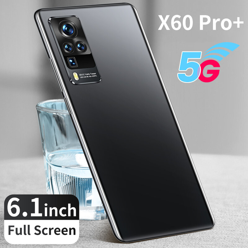 X60 pro + 6.1 smartphones android 11.0 5200mah sim duplo 12gb ram 512gb rom 24 + 32mp 4g lte 5g mtk6889 telemóveis