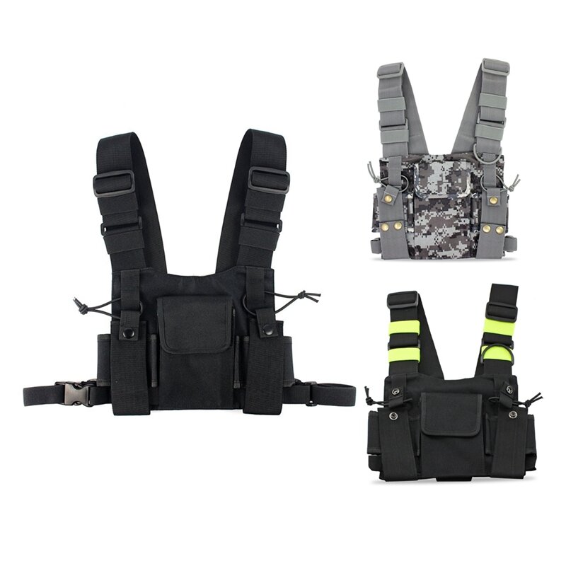 Radios Pocket Radio Chest Harness Chest Front Pack Pouch Holster Vest Rig Carry Case for 2 Way Radio Walkie Talkie for Baofeng U