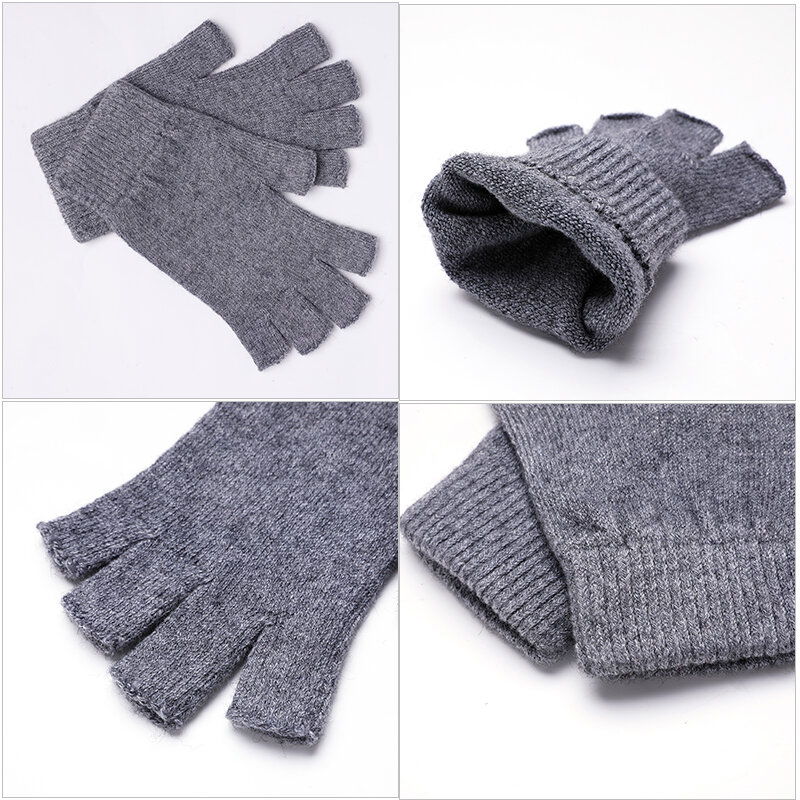 Guanti da donna in Cashmere mezze dita guanti da polso corti in lana lavorati a maglia guanti invernali senza dita in lana elasticizzata Unisex caldi
