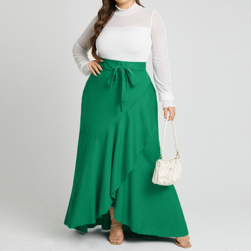 CELMIA-女性用ハイウエストスカート,ロングイブニングスカート,非対称,フリル付き,ラージサイズ,秋のファッション,2022