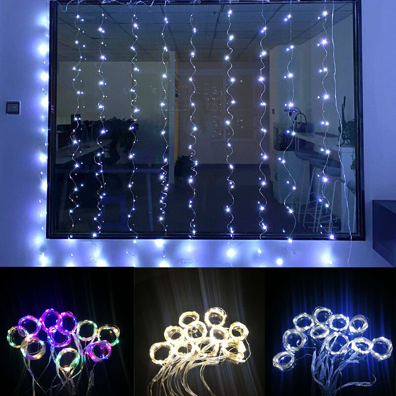 3M LED Girlande Vorhang Lampen Fernbedienung Weihnachten Fee String Girlande Lichter USB Neue Jahr Urlaub Fenster Dekoration