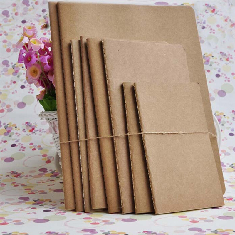 1pcs Vintage Soft Copybook Daily Memos Kraft Cover Journal Notebooks Cowhide Paper Notebook Blank Notepad Book