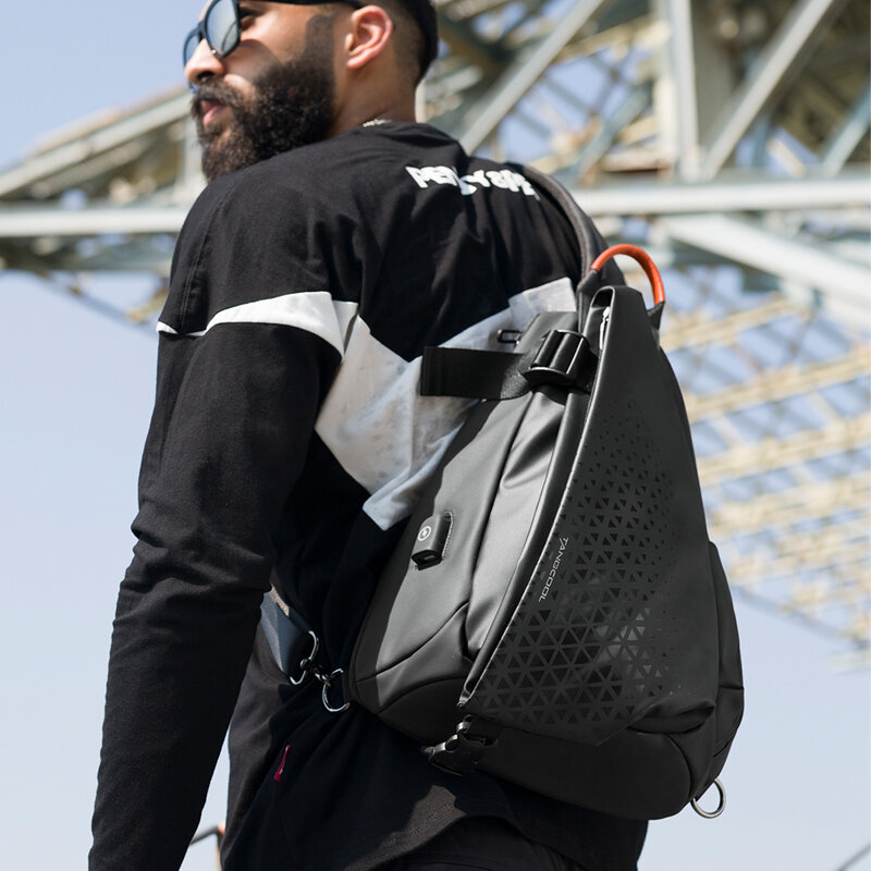 Велосипедная нагрудная сумка TANGCOOL, черная Водонепроницаемая Сумочка через плечо, мессенджер для коротких поездок с USB-портом, весна