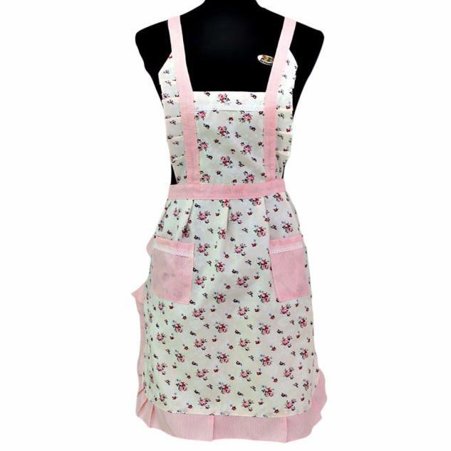 Women Kitchen Apron Waterproof Baking Cooking Pinafore Flower Princess Apron Dress Bib with Pockets Cooking Cleaning Tools