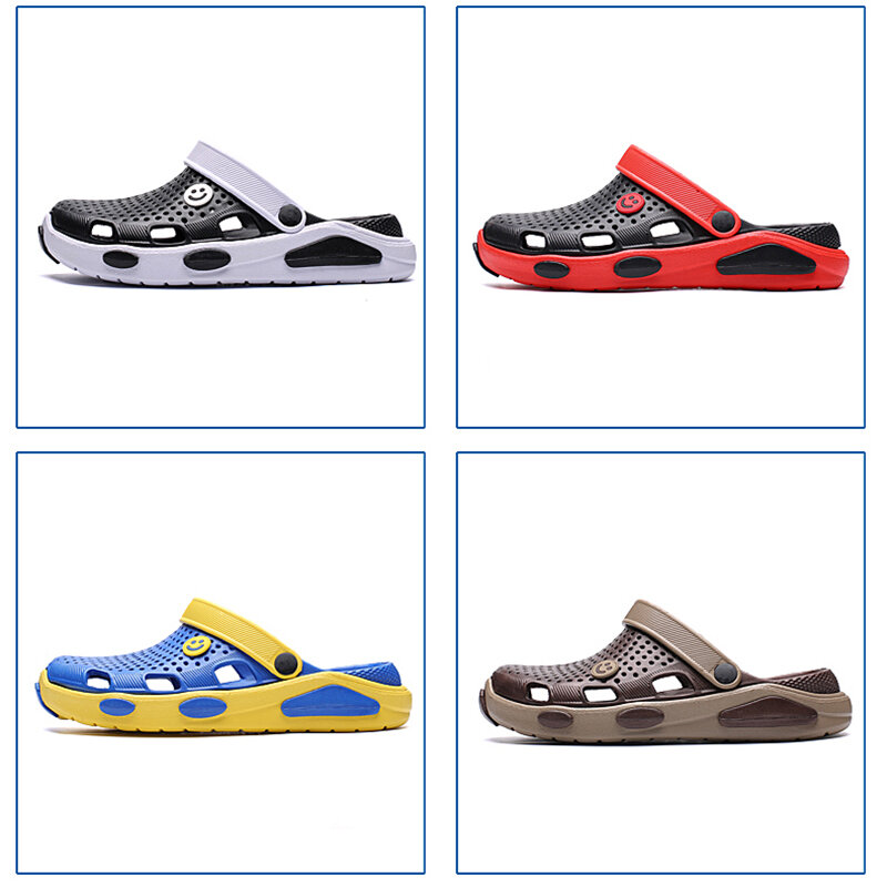 Verão homens sandálias chinelos de casa casual chinelos de secagem rápida buraco tamancos sapatos de jardim sandálias de praia chinelos de banheiro