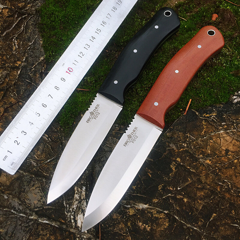 BROTHER F012 – couteau à lame fixe 61HRC D2, couteaux de brousse, droit, tactique, chasse, Camping, outil EDC de haute qualité