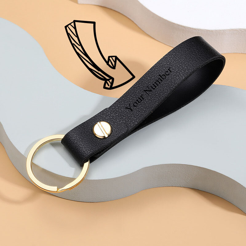 Trassory spersonalizowany Mni skórzany metalowy klucz z obręczą niestandardowy prezent klucz uchwyt na łańcuszek Case Tag