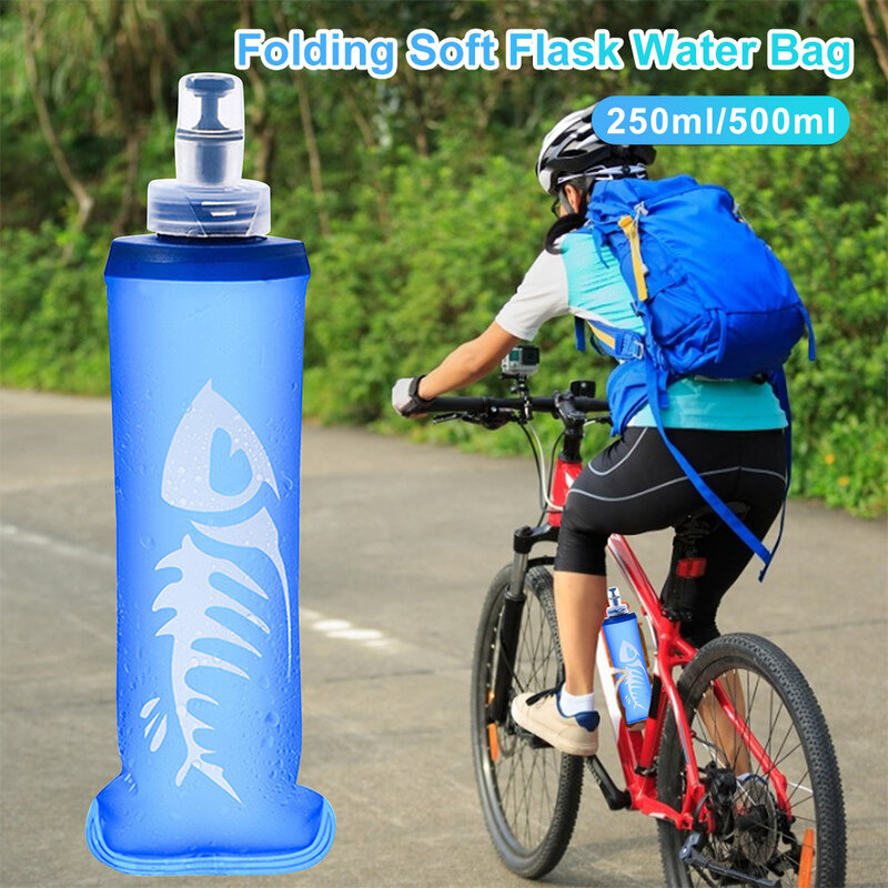Folding Sports Water Bottles Gym Leak-proof Portable Water Kettle 250 / 500ML for Outdoor Sport Running Hiking Cycling Climbing