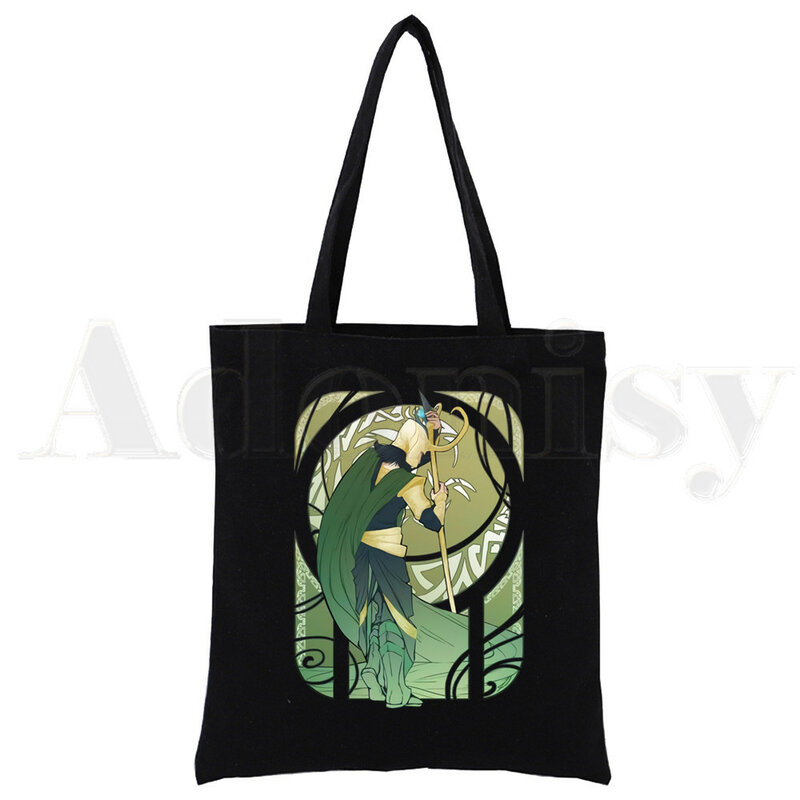 Super Hero LOKI Funny God of Mischief Reusable Shopping Bag Canvas Tote Bags Printing Eco Bag Shopper Shoulder Bags Black