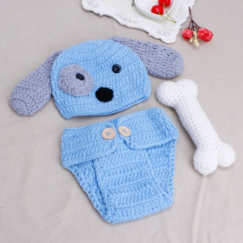 Newborn Photography Props Lovely Dog Costume Set knitting studio photography Cute photography clothes