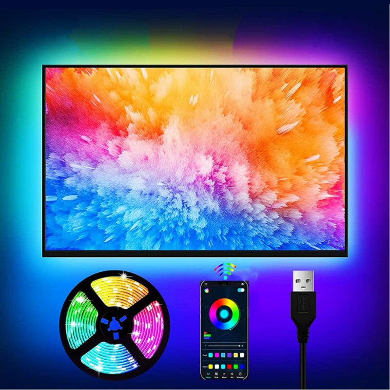 RGB 블루투스 USB LED 스트립 빛 SMD5050 RGB 조명 유연한 LED 램프 테이프 리본 RGB TV 데스크탑 화면 백라이트 다이오드