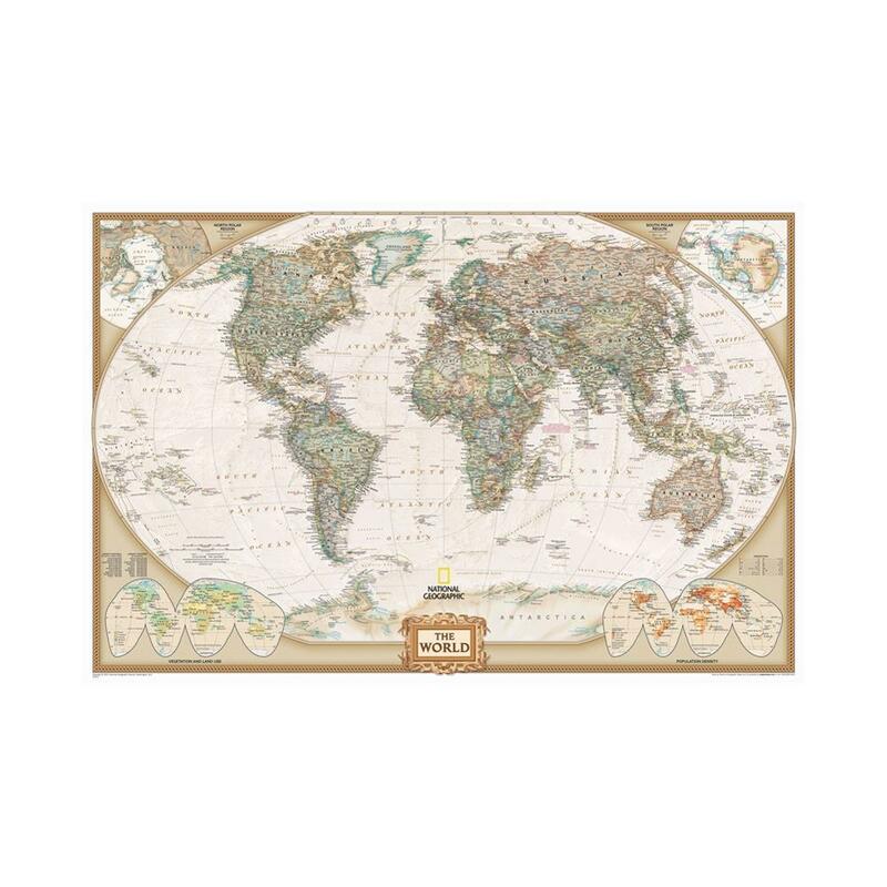 2011 Edition The World Physical Map With Population Density Dooge Projection Fine Canvas Painting For Home Wall Decor