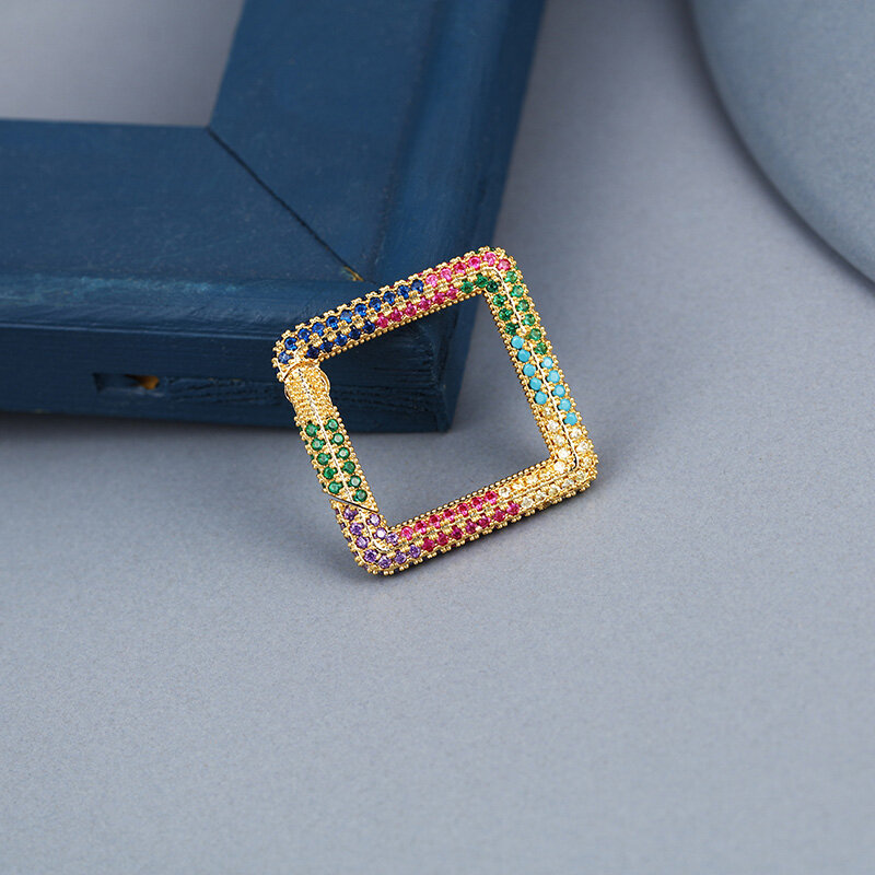 MINHIN-mosquetón de circonia cúbica Multicolor, ganchos de interruptor para colgar, cadena colgante, accesorios de fabricación de joyería Bohemia, Color dorado