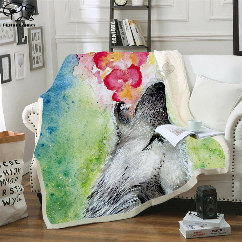 หมาป่าขนแกะผ้าห่ม3Dพิมพ์ผ้าห่มผู้ใหญ่/เด็กขนแกะผ้าห่มบ้านอุปกรณ์เสริมDrop Shippngสไตล์-2