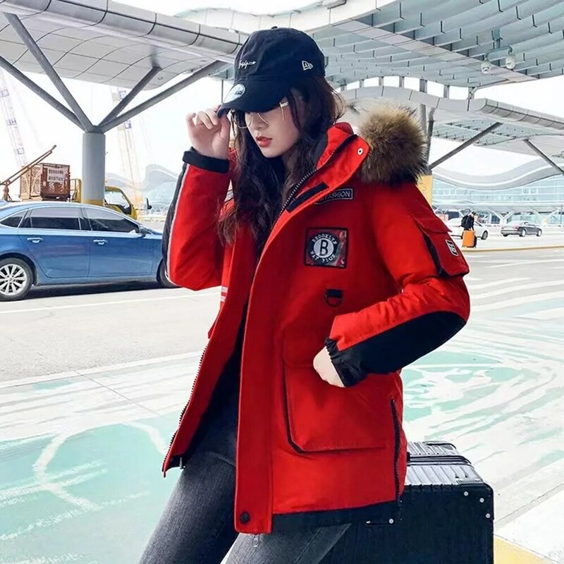 Пуховая куртка, черная, белая, красная парка, пуховое пальто, зимняя одежда, женские пуховики 2021
