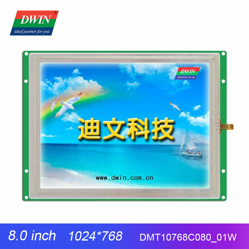 DWIN 8นิ้ว LCD โมดูล1024*768จอแสดงผล TFT HMI สมาร์ทหน้าจอสัมผัสอัจฉริยะ DMT10768C080_01W