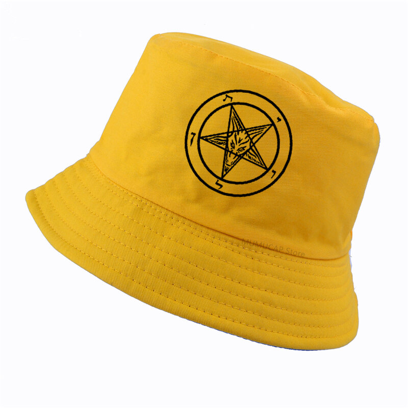 Pentagram Gothic Occult Printing Sunscreen Fisherman Bucket Hat Summer Panama