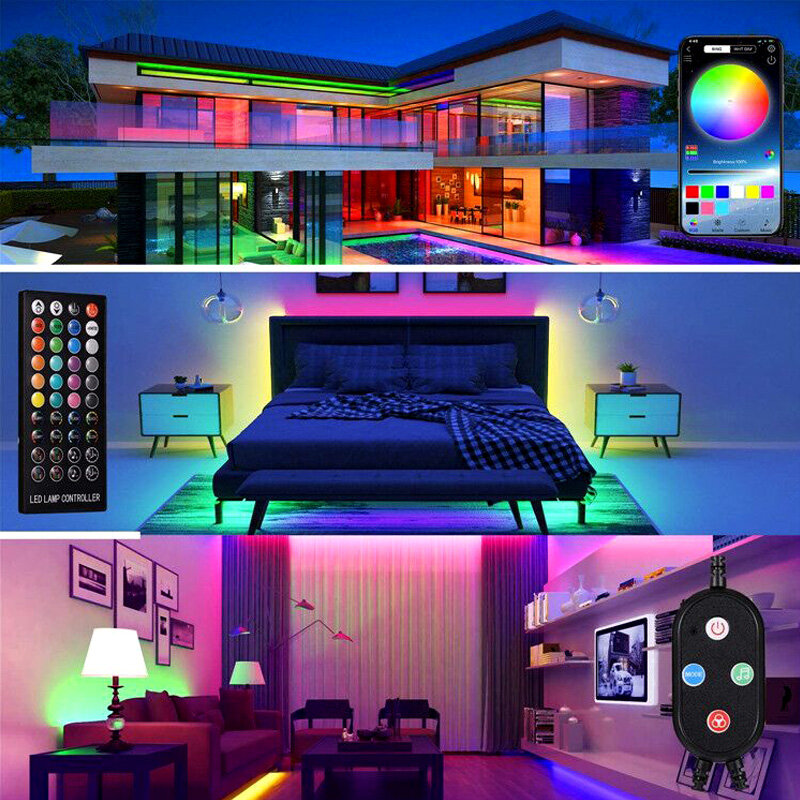 Guirnalda de luces LED inteligente con USB, lámpara de Control por aplicación Bluetooth, iluminación de hadas para dormitorio, decoración de fiesta, jardín, reflector de calle