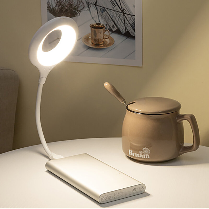 Led lâmpada de mesa portátil luz da noite lâmpada livremente dobrável lâmpada de mesa 5v usb super brilhante anel luz não strobe proteção para os olhos