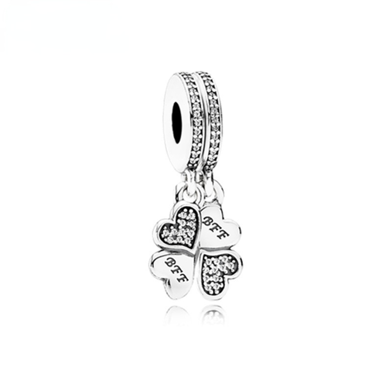 New 925 Sterling Silver Glittering Heart-shaped Charm Beads Suitable for Original Pandora Bracelet Pendant Necklace Jewelry