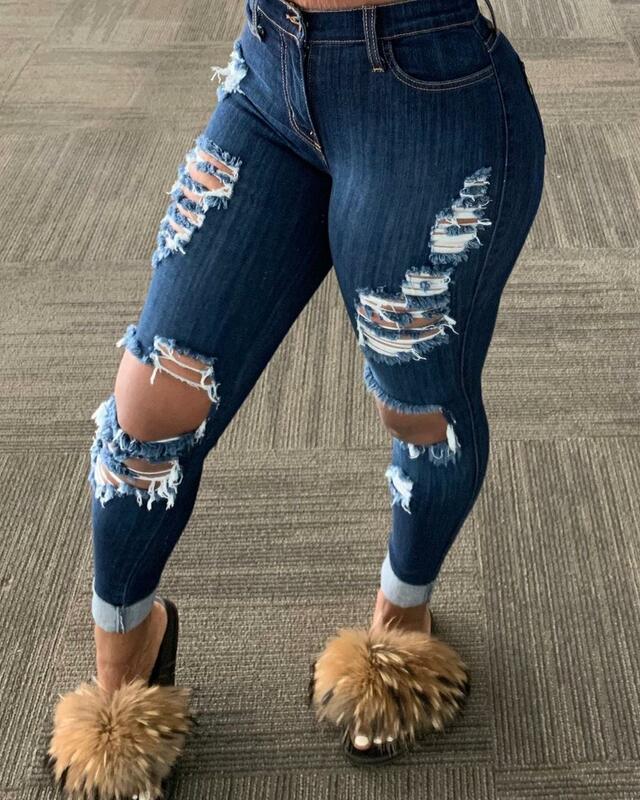 S-4XLプラスサイズヴィンテージハイウエストストレートジーンズパンツ女性のための穴鉛筆のズボンブルーストリート女性のジーンズのズボン